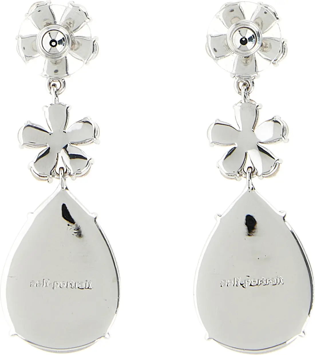 Earrings Self-Portrait Crystal Flower Tiered
