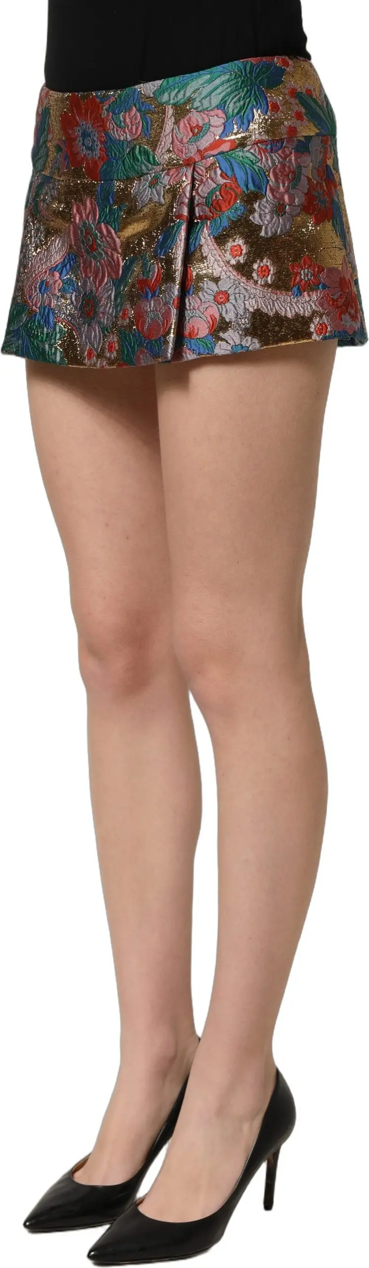 Miniskirt Multicolor Floral Jacquard MidWaist