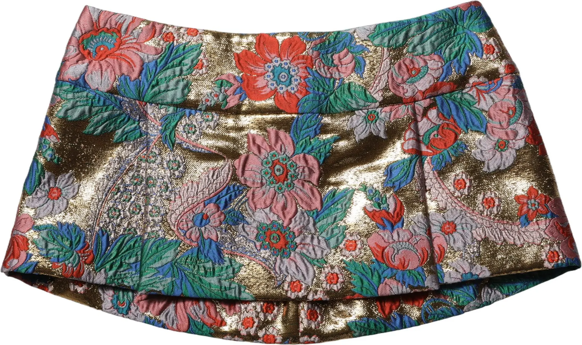Miniskirt Multicolor Floral Jacquard MidWaist