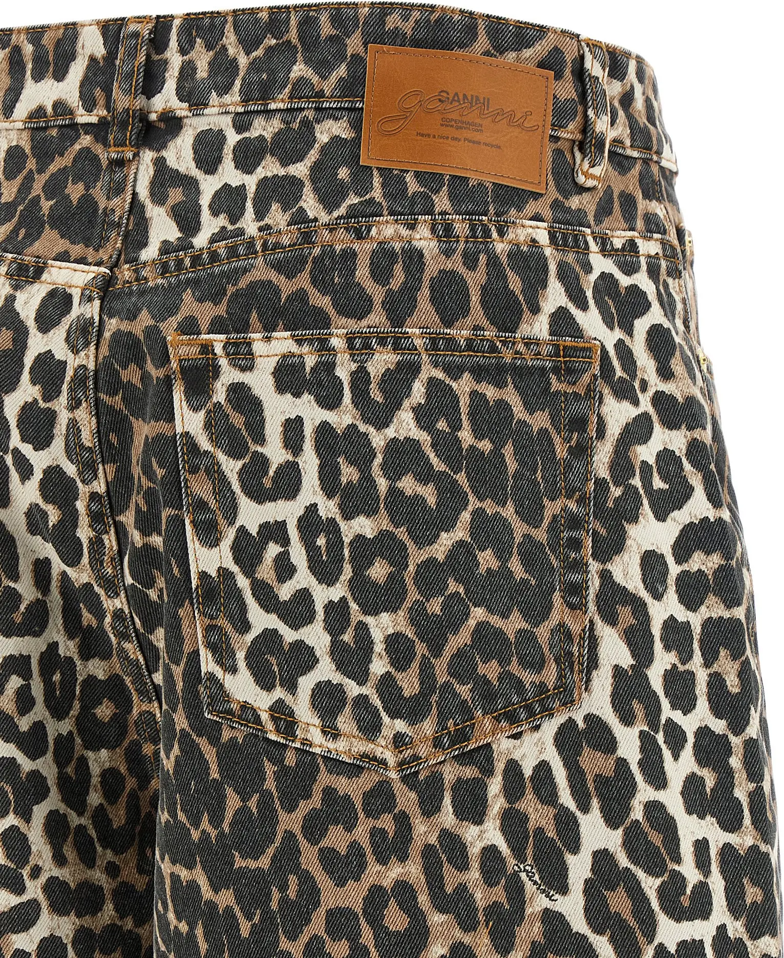Jeans GANNI Leopard Printed Stary