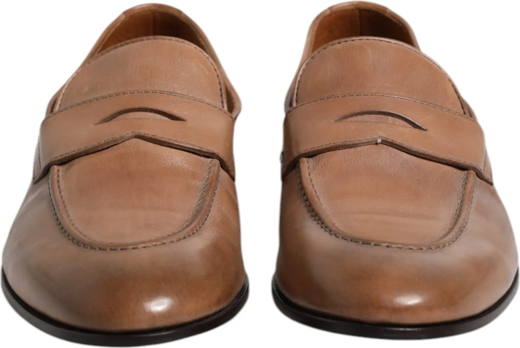 Brown Leather Slip-On Loafers Brunello Cucinelli