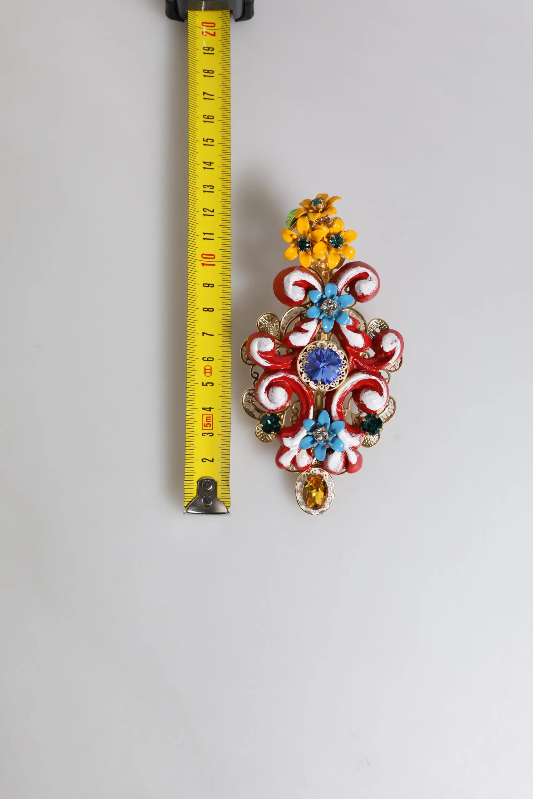 Hair Clip Dolce & Gabbana Multicolor Spring CARRETTO Gold Brass Crystal