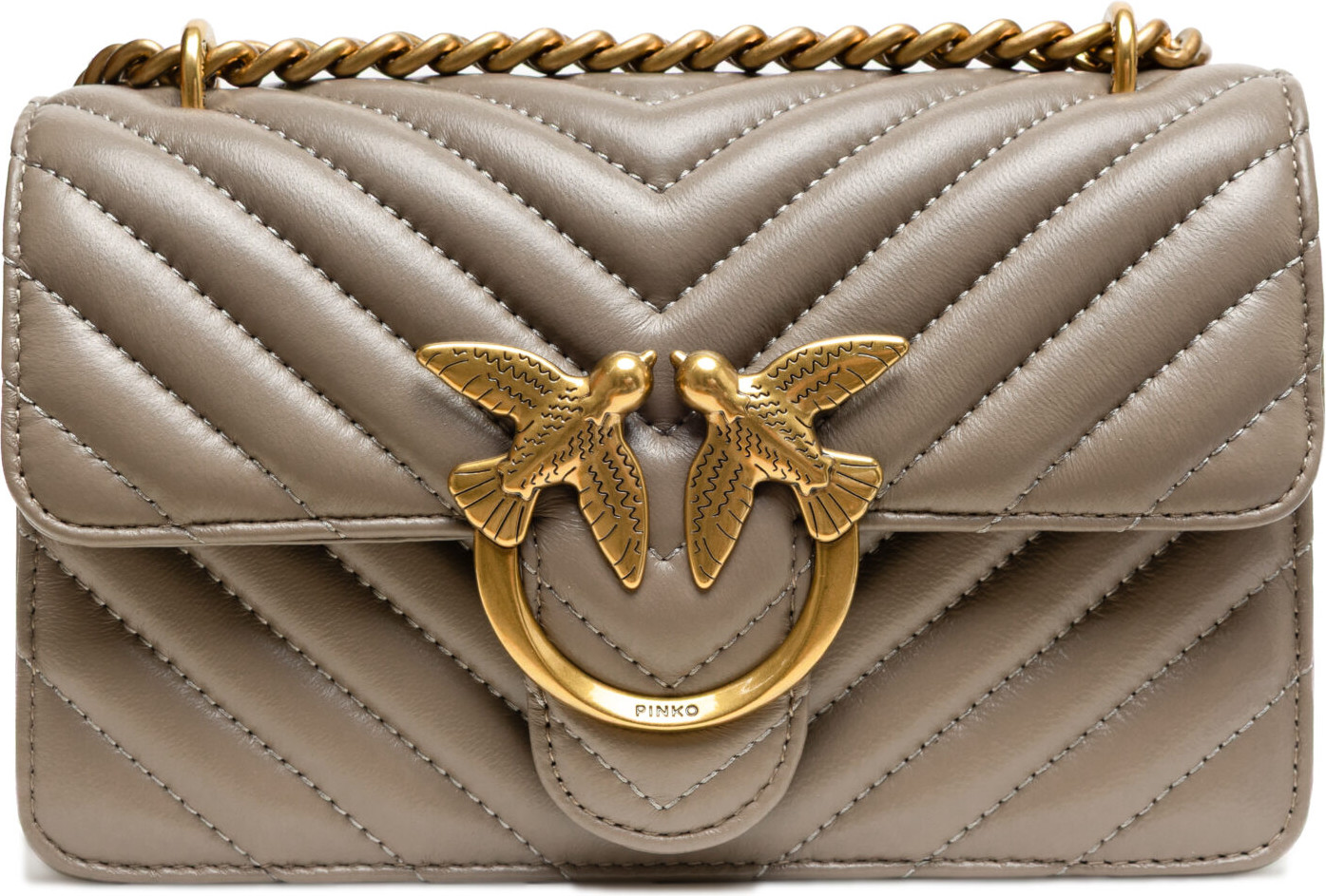 Umhängetasche Pinko Grey Leather Love One Mini
