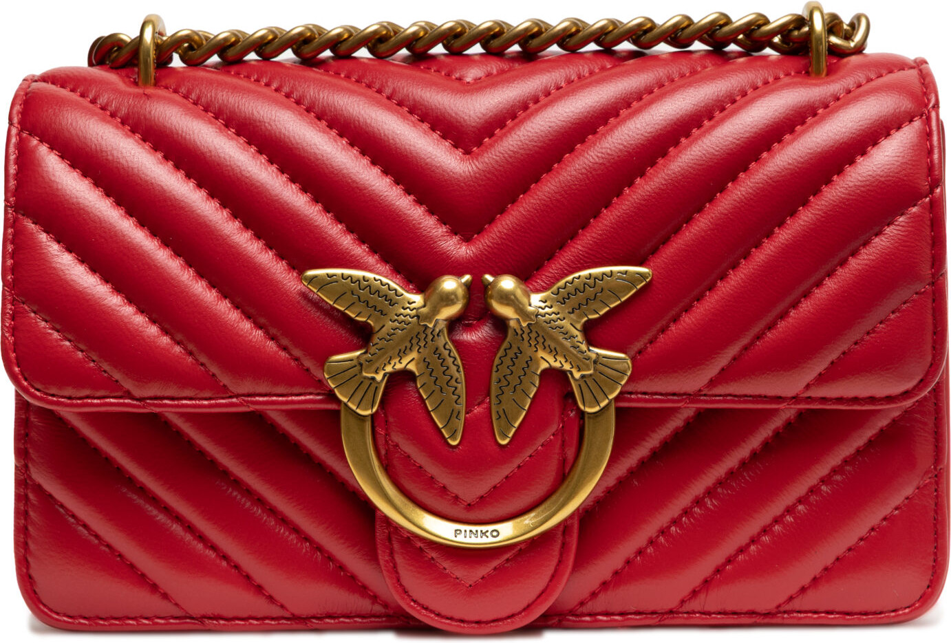 Umhängetasche Pinko Rot Leder Love One Mini