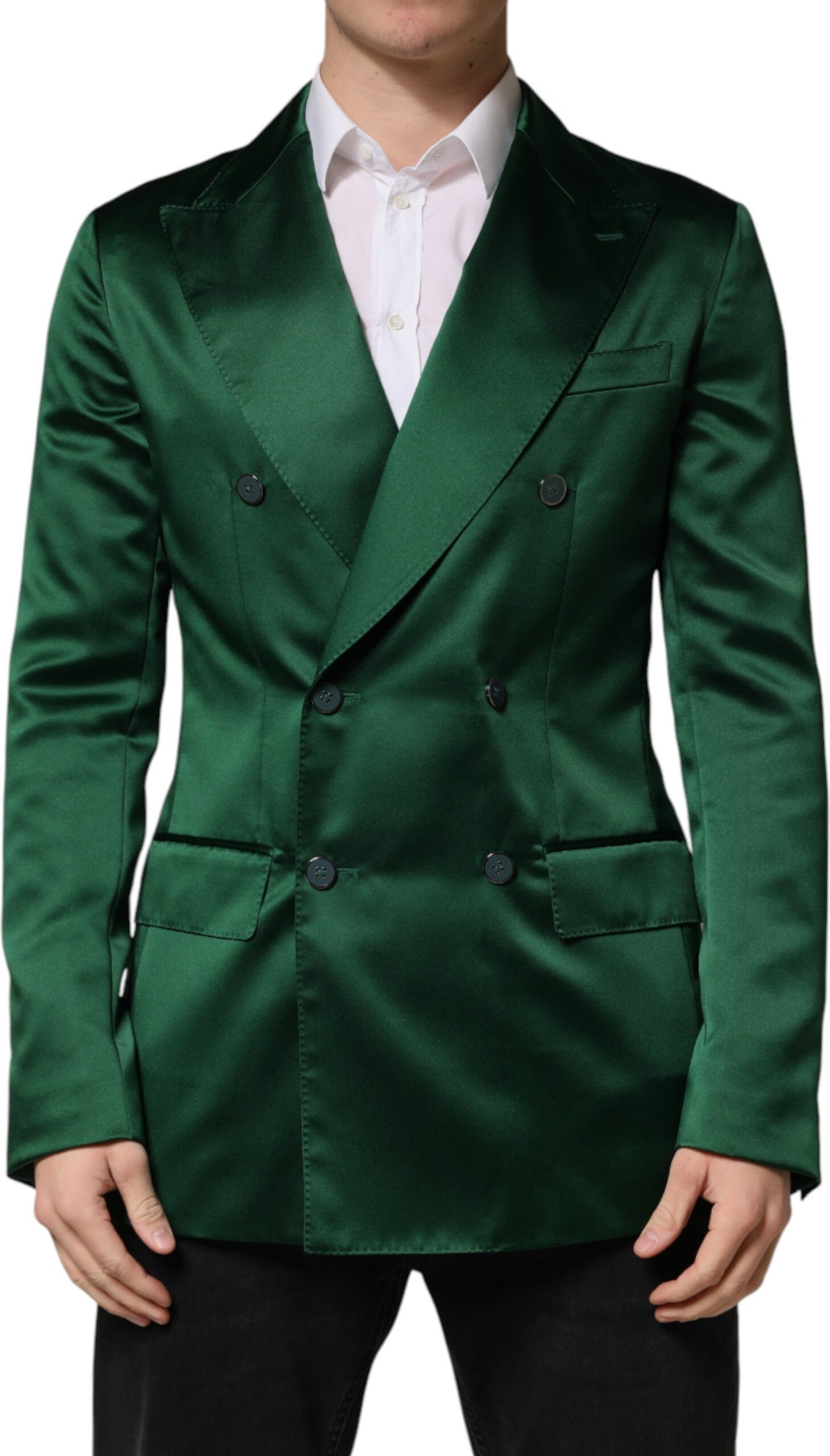 Sakko Blazer Dolce & Gabbana Grün Satin Zweireihig